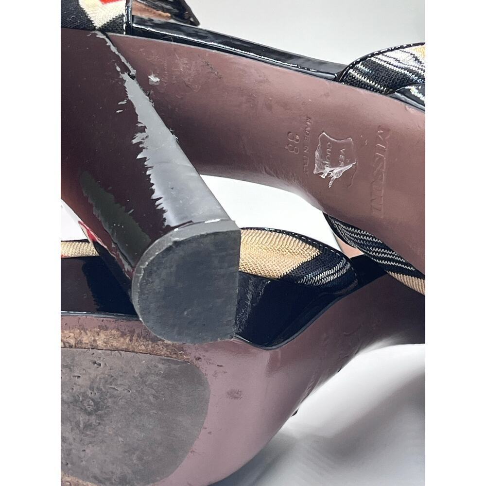 Missoni Tessuto Zigzag Print Fabric Leather Platform Strap 5” Heels Shoes 7.5/38 - Picture 14 of 16